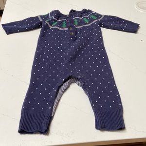 Hanna Andersson navy Christmas tree romper NWOT